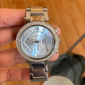 Silver and Blue Michael Kors watch
